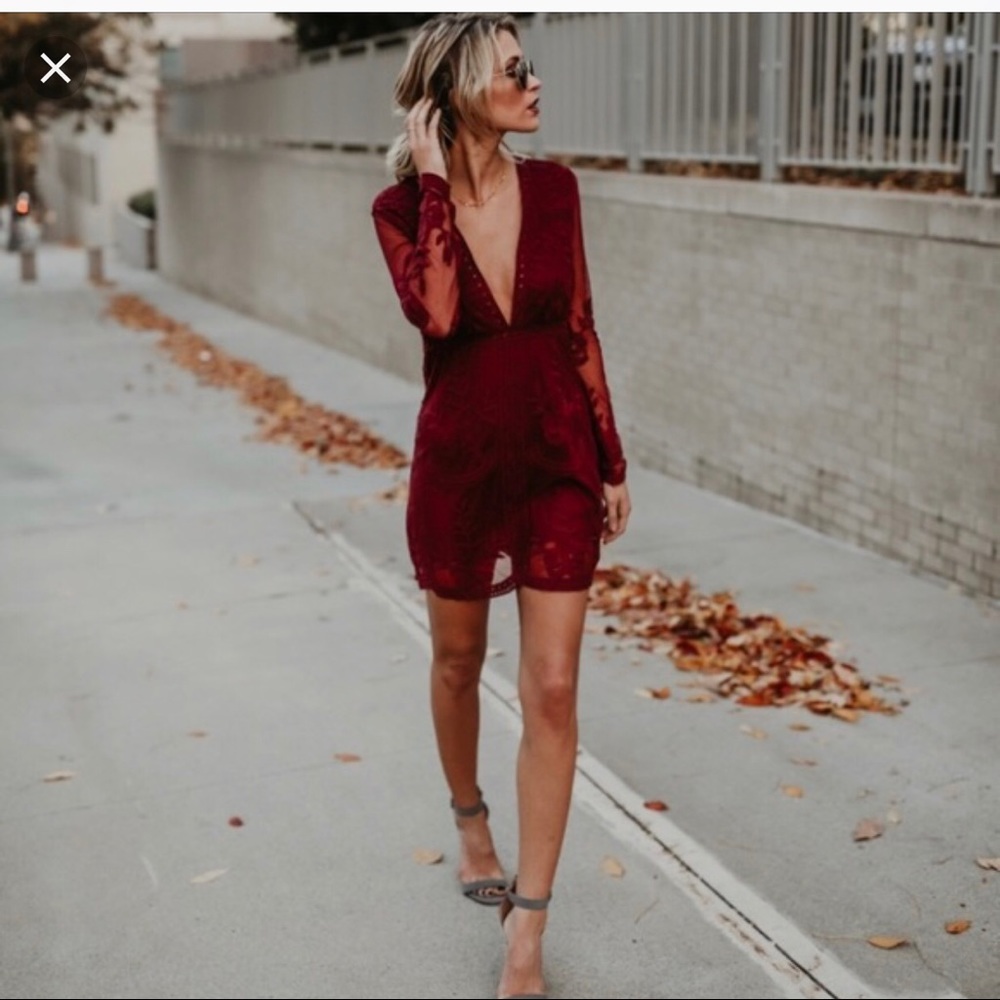 Vici Burgundy Lace Dress